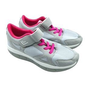 Fashion Womens Sneakers Running Shoes Mesh Hook & Loop Gray Pink Size 5.5